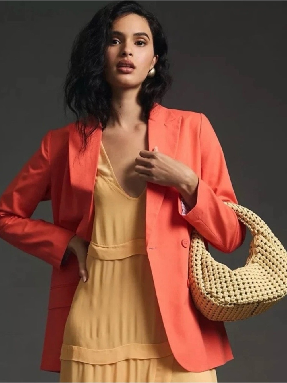 Dolan Left Coast Blazer Classic Coral Double-Breasted Women's Blazer Size Small